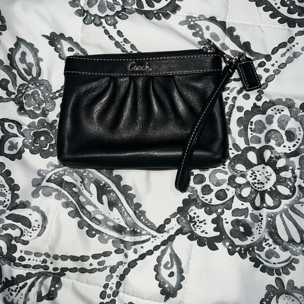 Coach Black Leather Wristlet